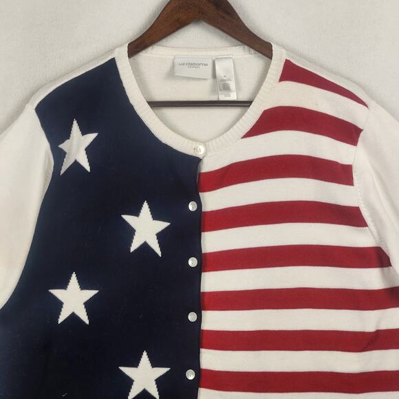 Liz Claiborne Lizsport 100% Cotton Cardigan Womens XL Patriotic VNTG 1970’s - Picture 3 of 14